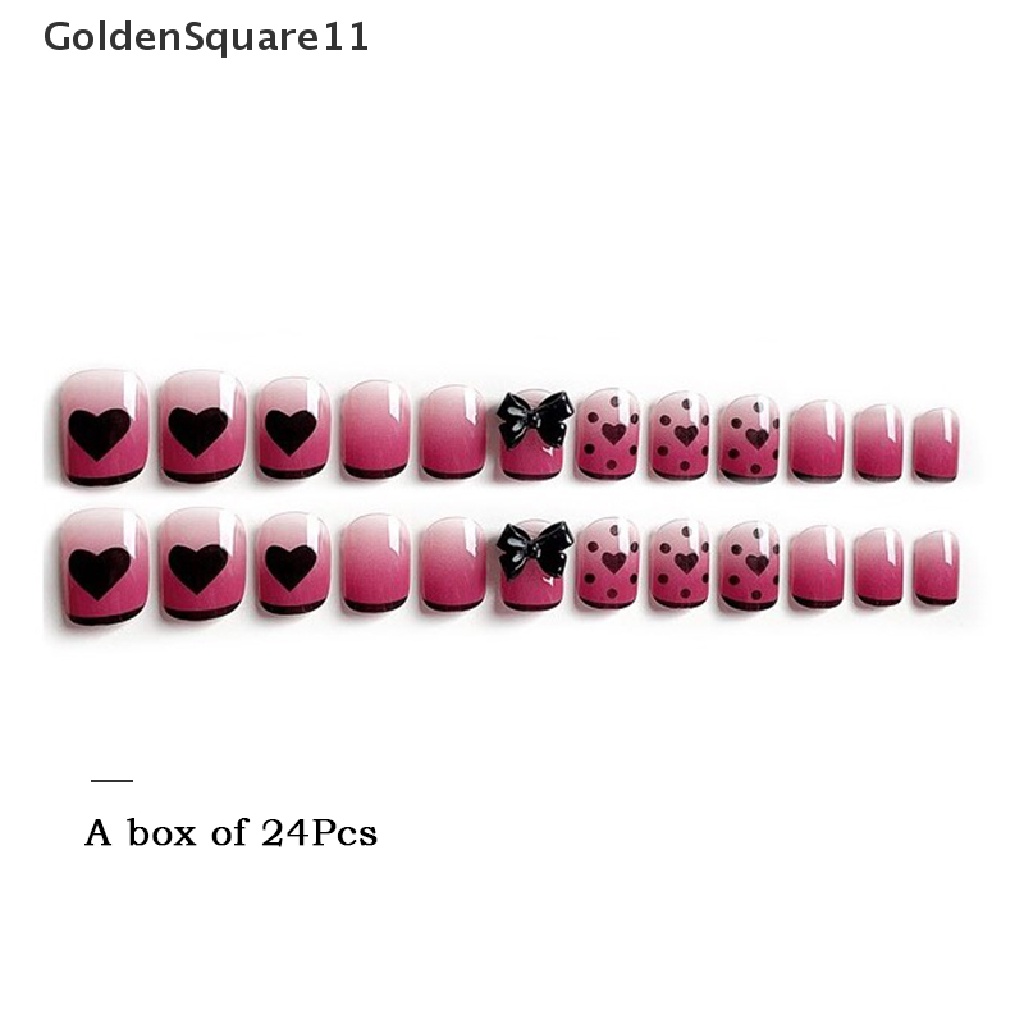 [Goldsquare11] Miếng Dán Móng Tay Giả Đính Kim Cương Giả Ngắn Kiểu Pháp