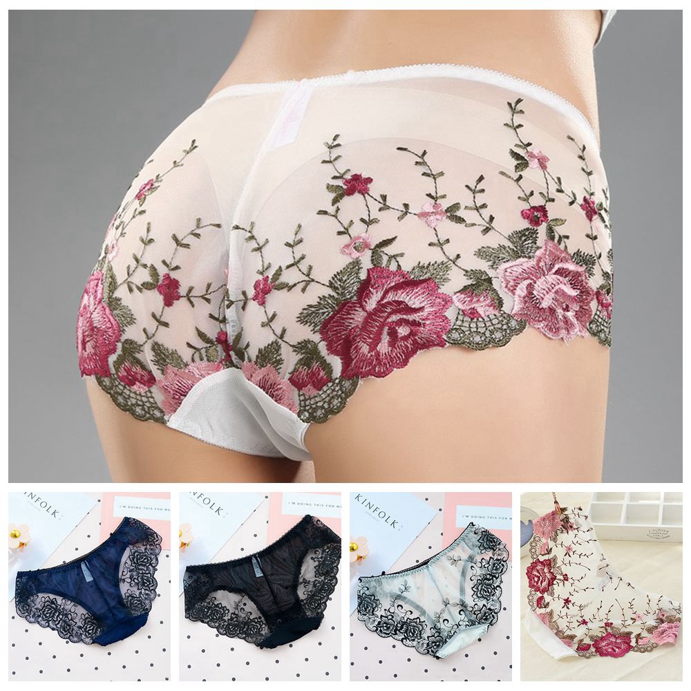 Quần lót thời trang nữ eo thấp phối ren xuyên thấu gợi cảm