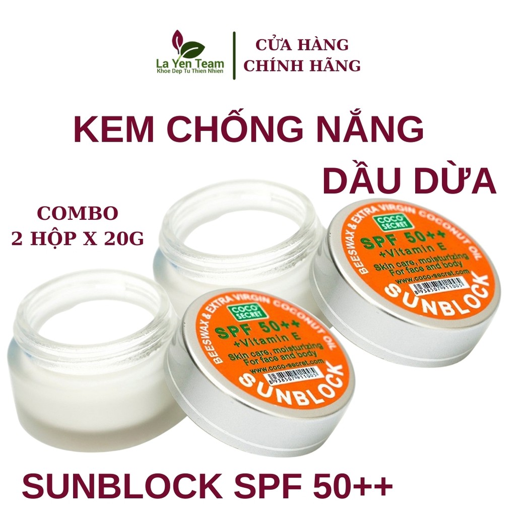 Kem Chống Nắng Dầu Dừa Coco Secret Sunblock 50+++ 20g Dưỡng Da Chống Nắng Hiệu Quả [Combo 2 Lọ]