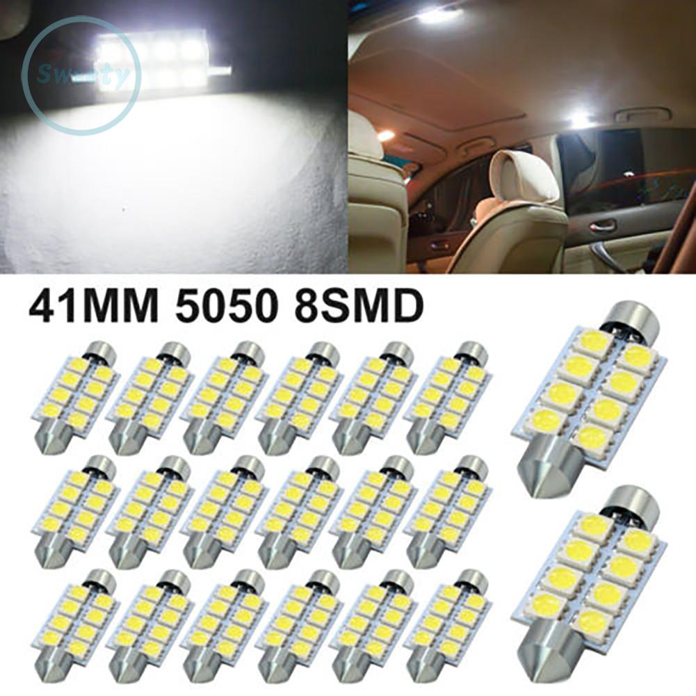 Set 20 Bóng Đèn Led 41mm 5050 8smd Gắn Trần Xe Hơi Chuyên Dụng