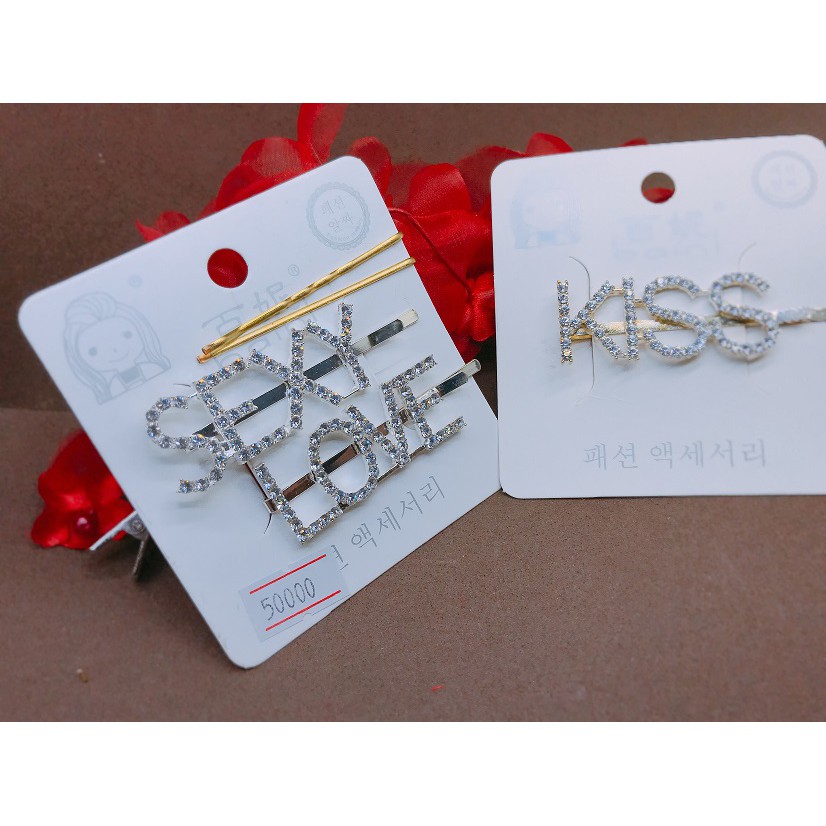 Kẹp tóc chữ SEXY LOVE KISS đính đá