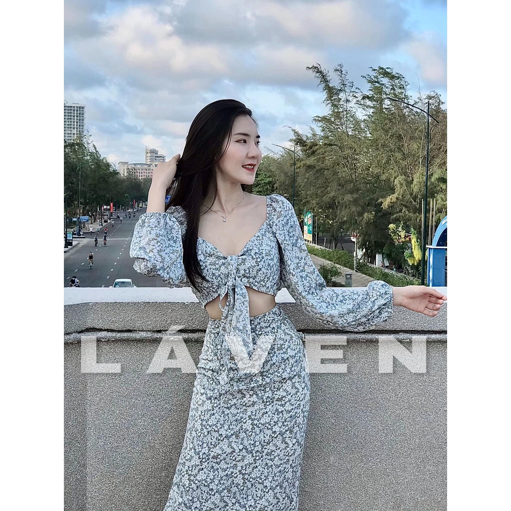 Set hoa cột nơ ngực vàchân váy