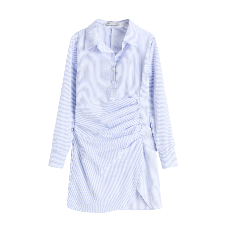 Đầm sơ mi peppermint dài tay kẻ sọc xinh xắn cho nữ 40135