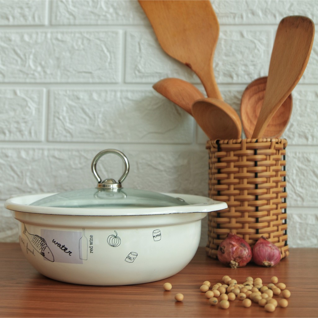 Nồi thép tráng men nhập khẩu cao cấp CHEFTINA - dùng được bếp từ, kích thước 18 cm