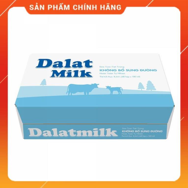 THÙNG 48 HỘP SỮA TƯƠI TIỆT TRÙNG ĐÀ LẠT MILK 180ML KHÔNG ĐƯỜNG/ ÍT ĐƯỜNG/ CÓ ĐƯỜNG/ DALAT MILK
