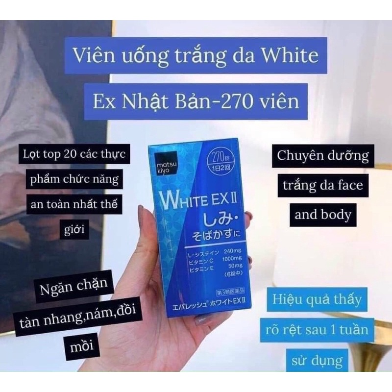 Viên Uống Hỗ Trợ  White Ex Nhật Bản-270 Viên – Hỗ Trợ Trắng Da Hiệu Quả