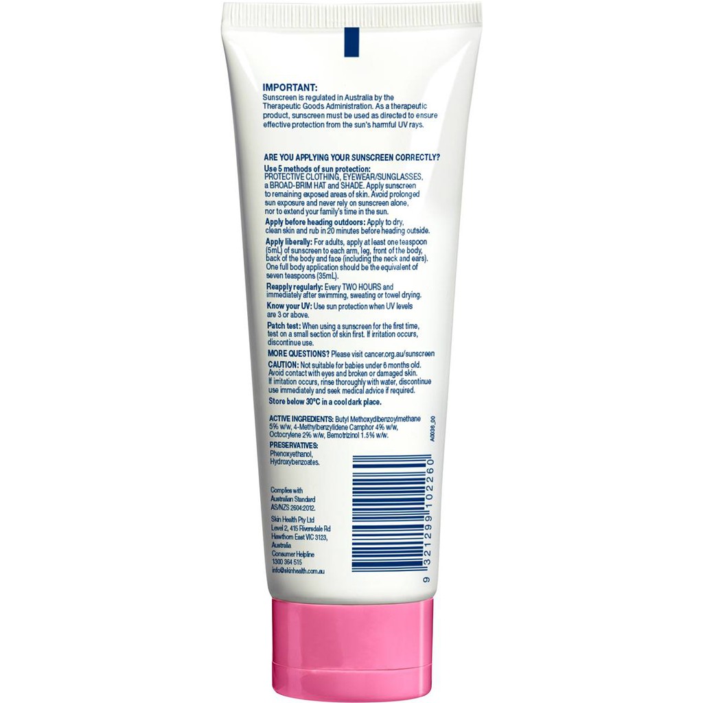 Kem Chống Nắng Cancer Council Active Pink Sunscreen SPF 50+/PA++++ UVA-UVB năng động 110ml