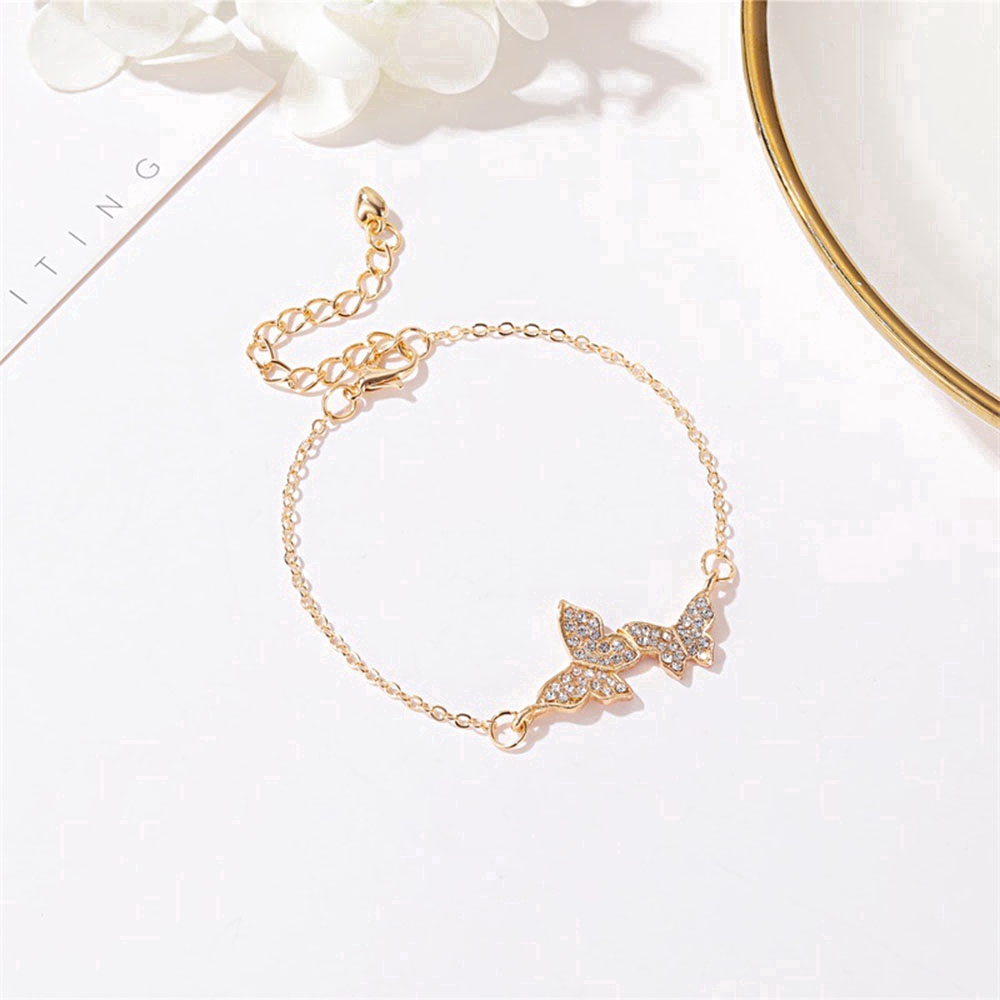 Vòng Tay Hợp Kim Mặt Hình Bướm Đính Đá Xinh Xắn