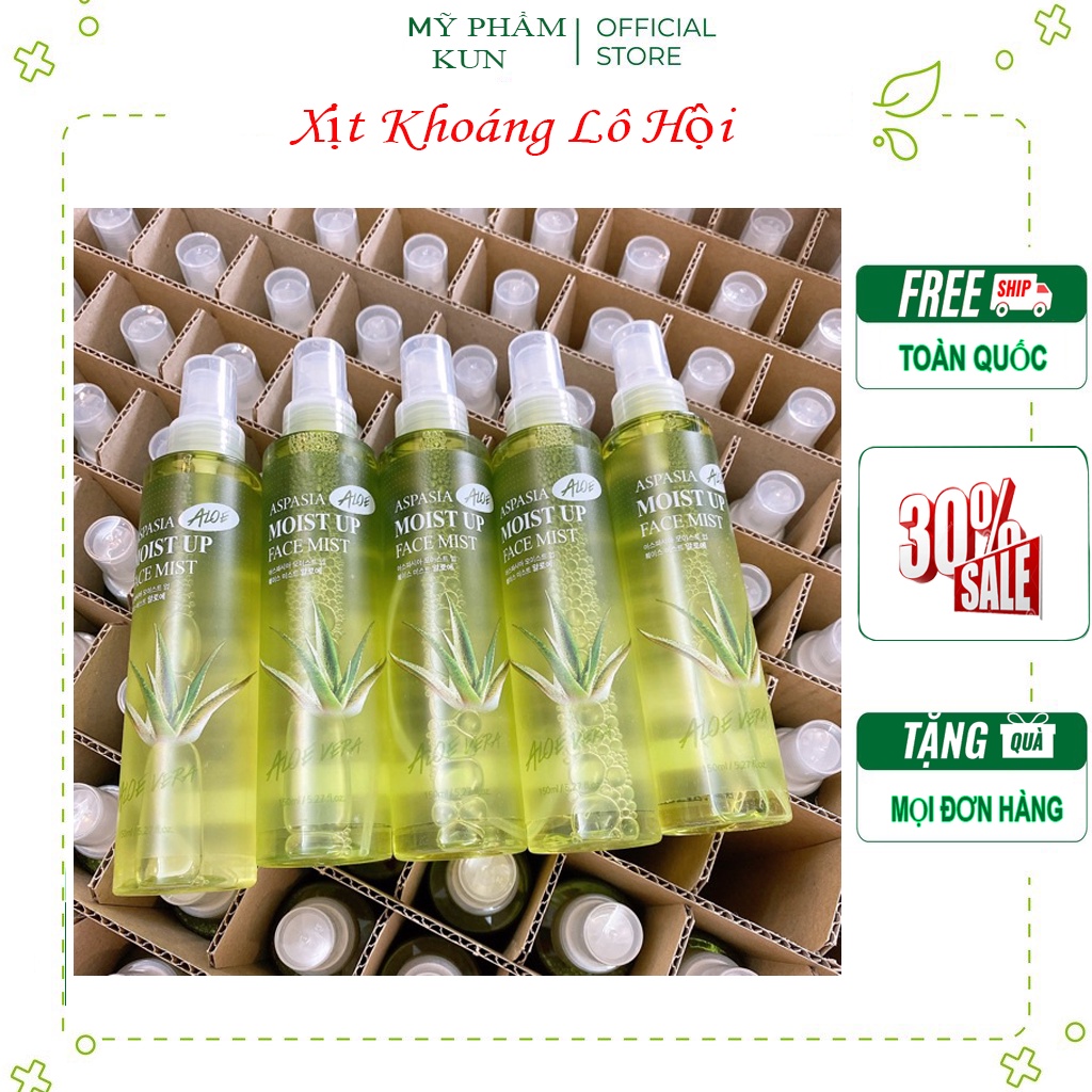 Xịt khoáng lô hội Aspasia Moist Up Face Mist Hàn Quốc 150ml khoáng nha đam dưỡng trắng da chính hãng