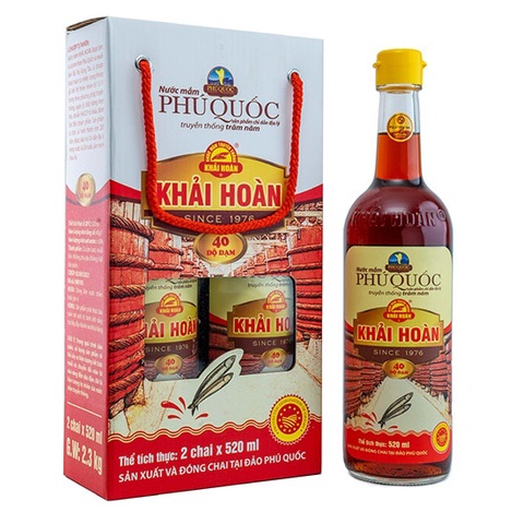 Xách 2 chai 520ml Nước mắm Phú Quốc Khải Hoàn 40 độ đạm / Nước mắm Truyền Thống - 3M Food NL (Hải Sản Ba Miền)