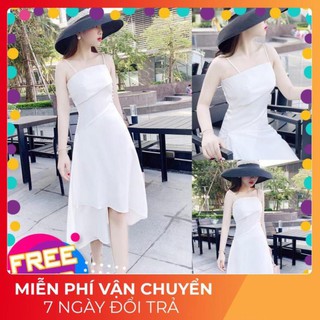(SHOPEE TÀI TRỢ SHIP) VÁY ĐẦM XÒE, VÁY REN TRẮNG, VÁY DỰ TIỆC CAO CẤP VÁY TRẮNG HAI DÂY ĐÍNH NGỌC