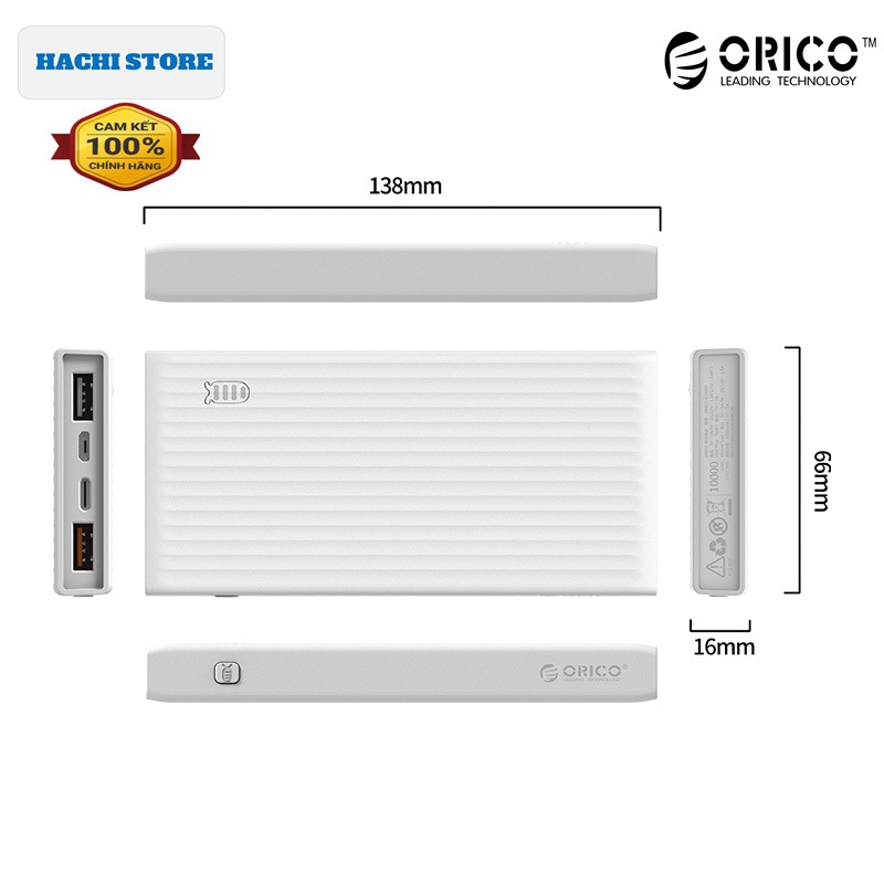 Pin sạc dự phòng công nghệ Quick Chager 3.0 dung lượng 10.000MHA Orico K10000 - Hàng phân phối chính hãng