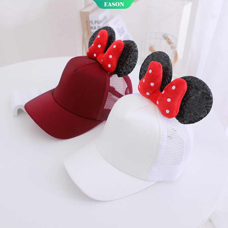 Nón Bóng Chày Đính Nơ Tai Chuột Mickey Thời Trang Mùa Hè Dành Cho Bé Gái 2022