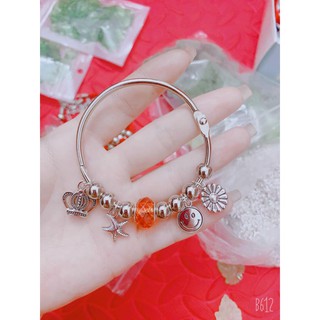 kiềng tay không gỉ mix đá hình thật