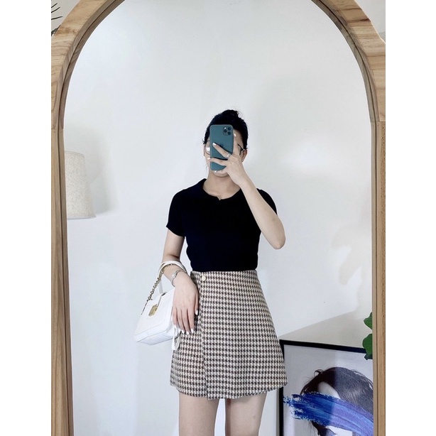 Quần váy kẻ 2 lớp , dáng A