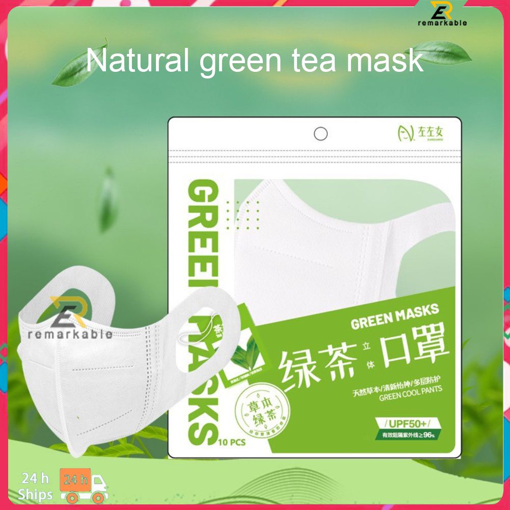 Sẵn Sàng Cổ 10 Cái Trưởng Thành Trà Xanh Thơm Dùng Một Lần 3d 3 Lớp Chống Bụi Ba Chiều Mặt Nạ