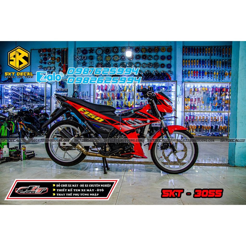 tem rời satria đỏ đen bạc phong cách zin