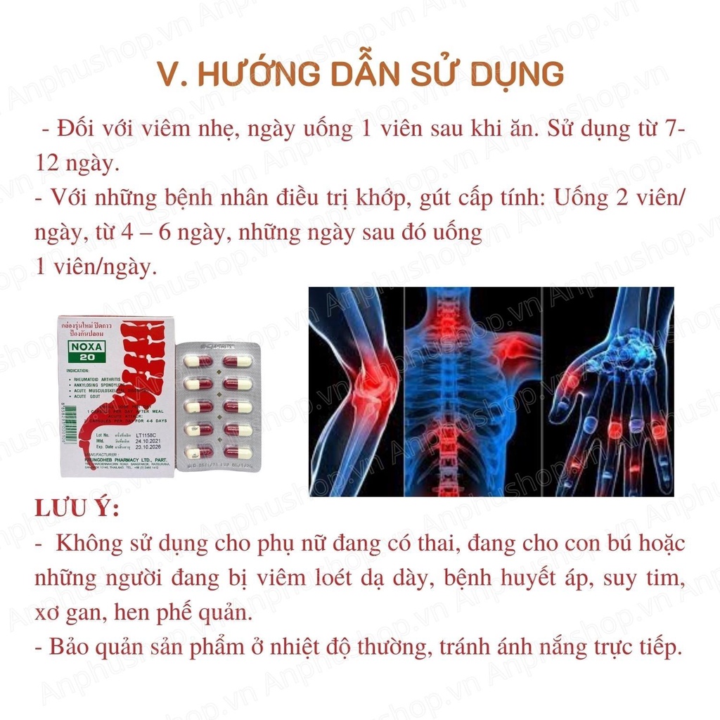 VIên uống xương khớp Noxa 20 Thái Lan ( Hộp 10 viên ) - Sản phẩm chính hãng