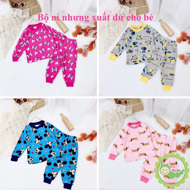 {8-18kg} Bộ nỉ dài tay xuất dư cho bé trai/bé gái (loại ấm áp) M399