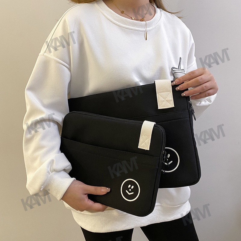 Túi Đựng Laptop Chống Sốc Thêu Họa Tiết Mặt Cười Cho iPad 9.7 / 10.2 / 12.9 Inch Ốp