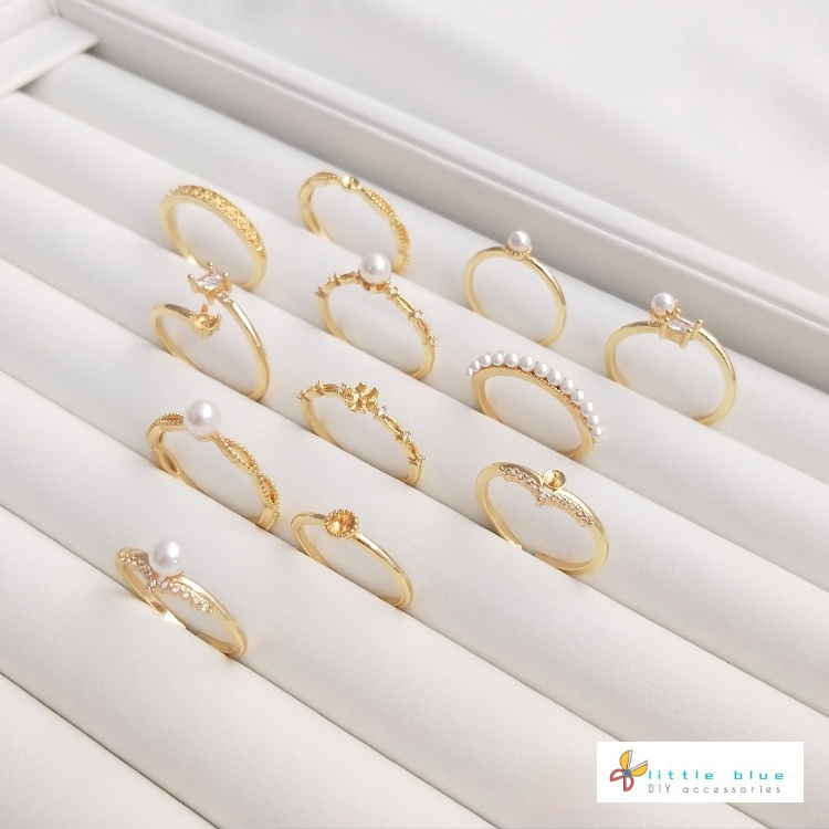 [Little Blu] Vòng Đỡ Nhẫn Bằng Đồng 14K Đính Ngọc Trai Siêu Sang Trọng Phong Cách Nhật Bản Sang Trọng