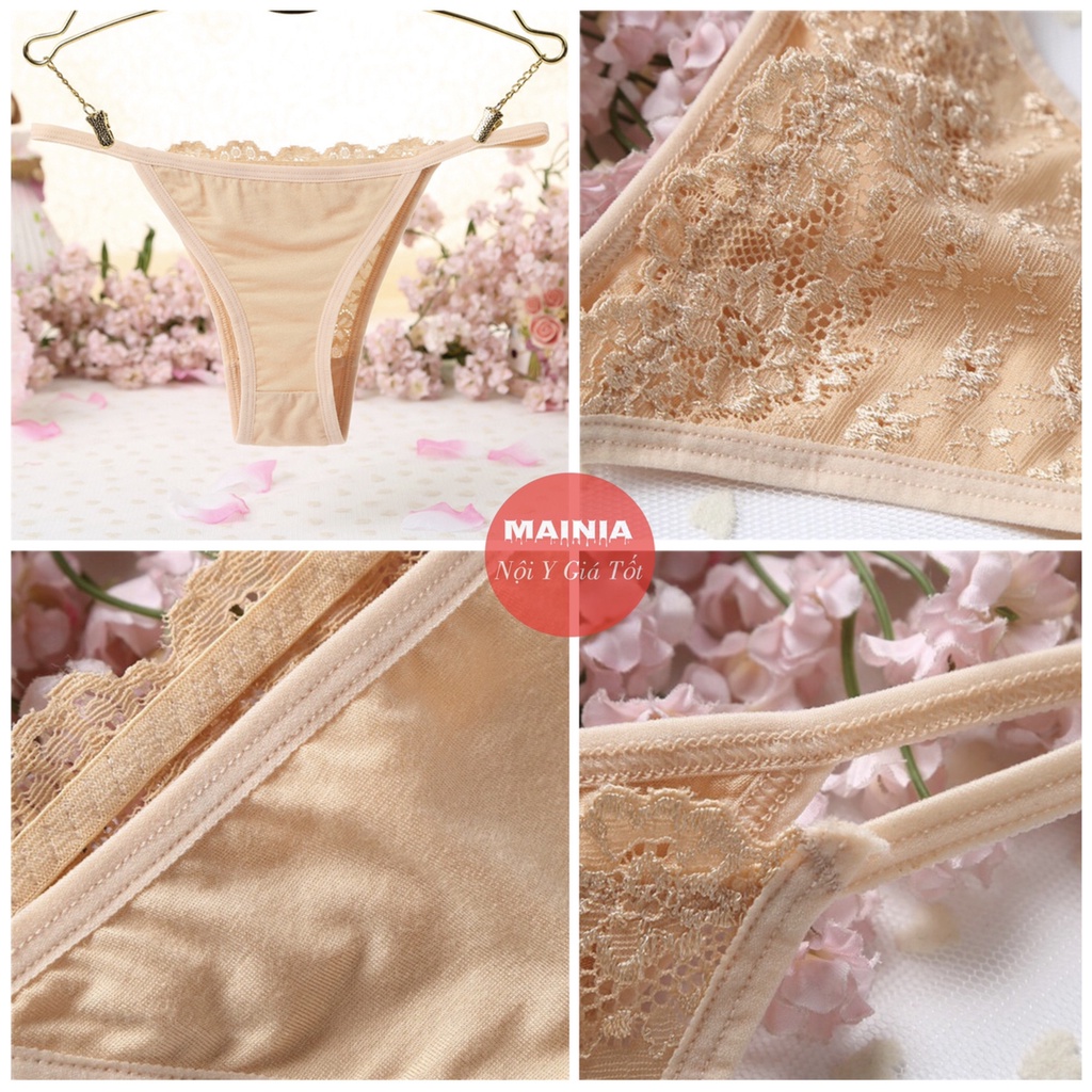 Quần Lót Nữ Cotton Lọt Khe Dây Hông Phối Ren Chíp Nữ Cotton Mềm Mại Co Giãn Thoải Mái Mainia Shop