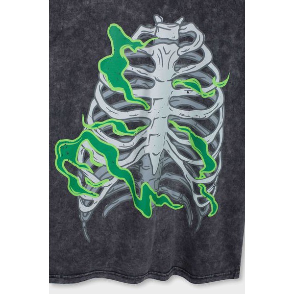 [FULLTAG CHÍNH HÃNG] Áo thun tay lỡ unisex Clownz Flamy Skull Washed T-Shirt (xương xám) form rộng, chất cotton | BigBuy360 - bigbuy360.vn