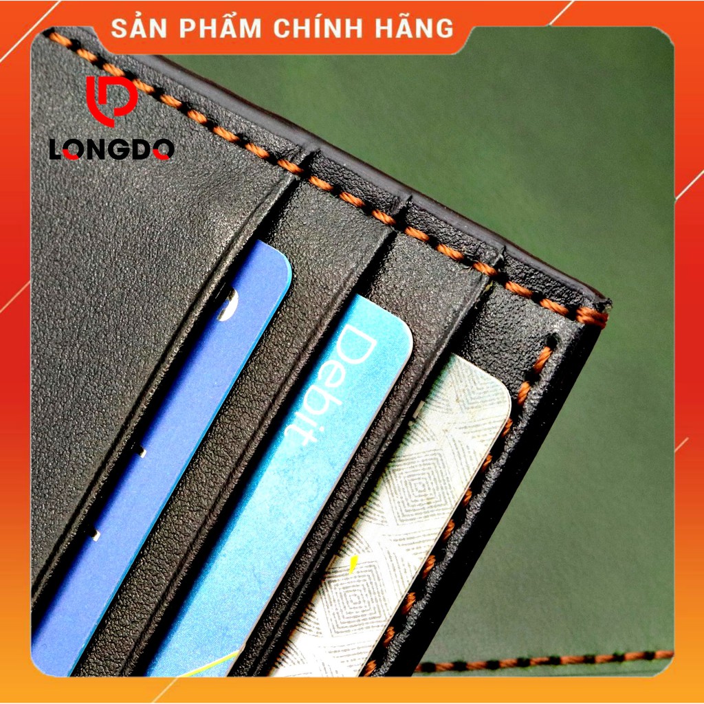 Ví da bò may thủ công cao cấp - Cam kết 100% da bò thật - Ví ngang - Hàng chính hãng thương hiệu Longdo Leather - B01