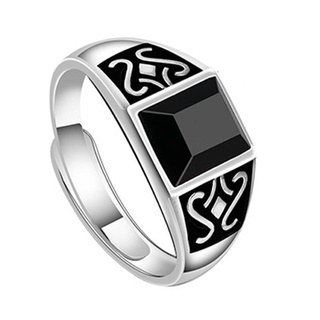Nhẫn Đá Obsidian Phong Cách Retro Cho Nam