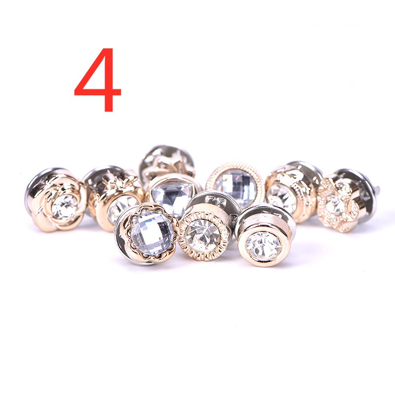 Bộ 10 Khuy Cài Áo Hình Bông Hoa Đính Ngọc Trai Mini