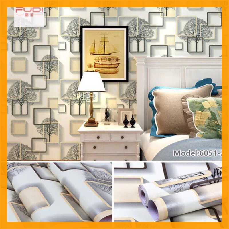 10m giấy dán tường sẵn keo ô vàng (10m x 45cm / cuộn) 6051-2 | BigBuy360 - bigbuy360.vn