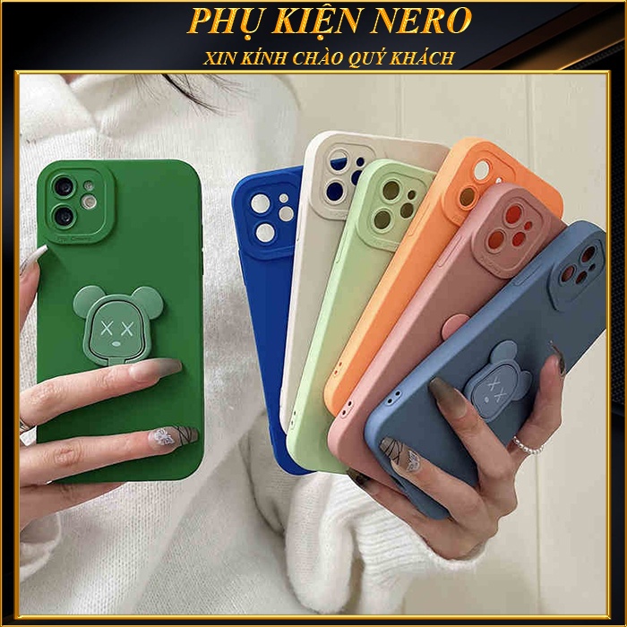 Ốp Lưng iPhone Cạnh Vuông Kaws Kèm IRING Chống Lưng Bảo Vệ Camera 7plus/8plus/x/xs/xsmax/11/12/13/14/pro/max