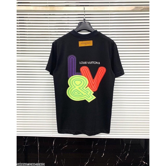 Áo Phông Nam Lv in chữ màu - Áo Thun Lv Hot Tren 2022 thun cotton co giản 4 chiều cao cấp giá rẻ mùa hè
