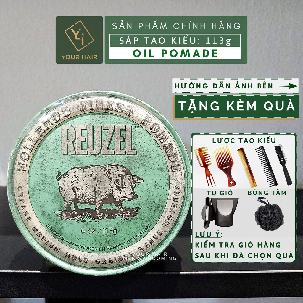 Sáp vuốt tóc Reuzel Green Pomade - 113g