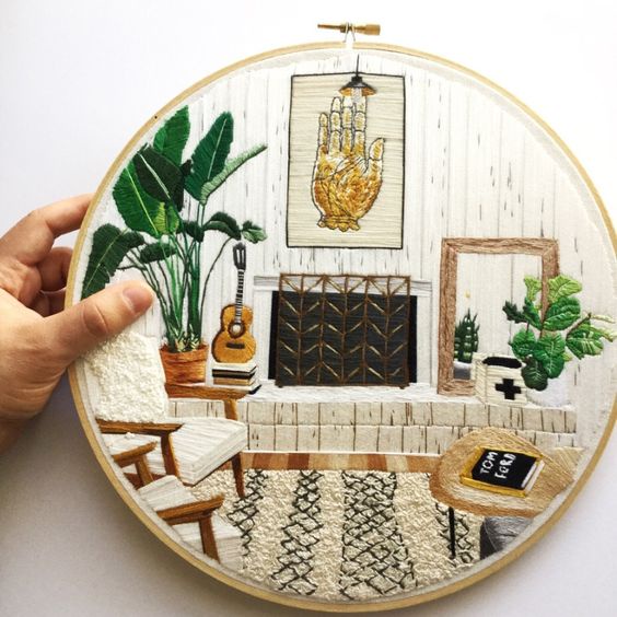 Thêu tay thủ công chữ thập MY ROOM - kit nguyên liệu tự thêu HOOP trang trí deco home- MIE Handmade Shop