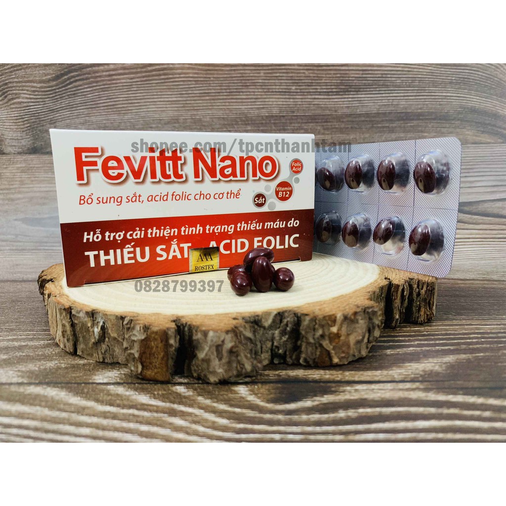 Viên uống bổ sung sắt FEVITT NANO bổ máu, cải thiện tình trạng thiếu máu - Hộp 100 viên