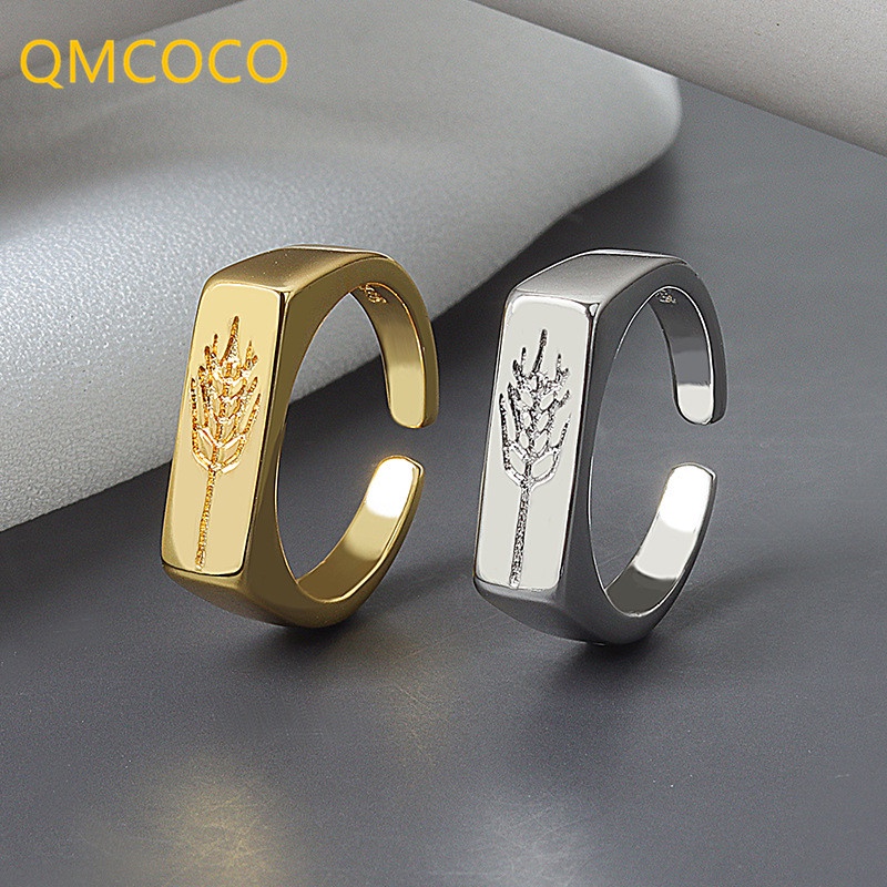 Nhẫn Hở Màu Vàng / Bạc Hình Chữ Nhật Đơn Giản Điều Chỉnh Được Phong Cách Hàn Quốc Cho Cặp Đôi