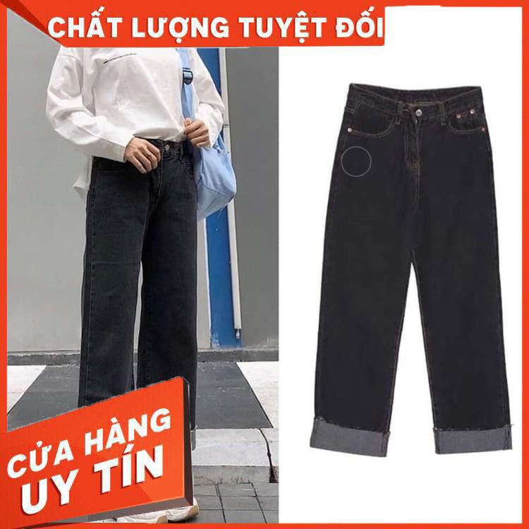 Quần jeans bò ống rộng, sắn gấu được các bạn trẻ mua nhiều nhất năm 2020 (có video thật) - Hàng nhập khẩu