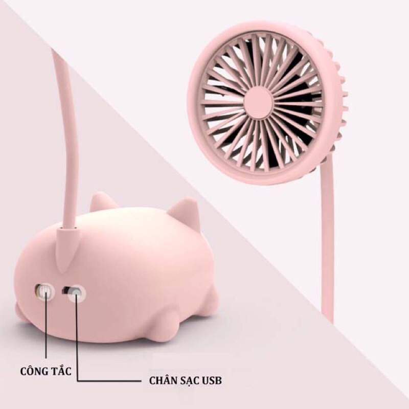 Quạt mini cầm tay - Quạt mini hình thú dễ thương đa năng tích điện