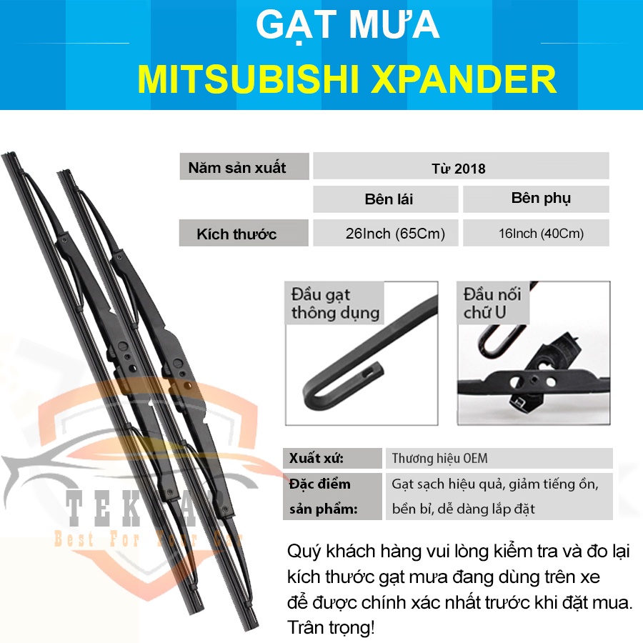 [1 CẶP - Xpander ] Gạt mưa ô tô xe Mitsubishi Xpander cần gạt kính khung xương sắt lưỡi silicon lưỡi gạt nước mưa oto