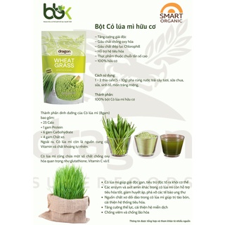 Bột cỏ lúa mì hữu cơ Dragon Superfoods 150g