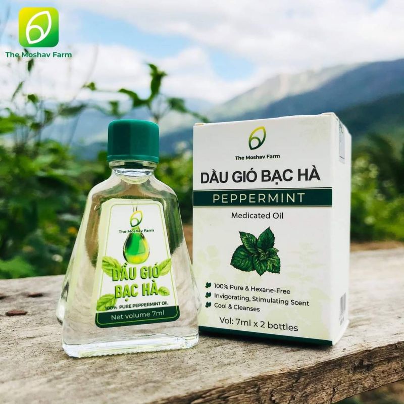 DẦU GIÓ BẠC HÀ THE MOSHAV FARM - 1 HỘP 2 CHAI 7ML
