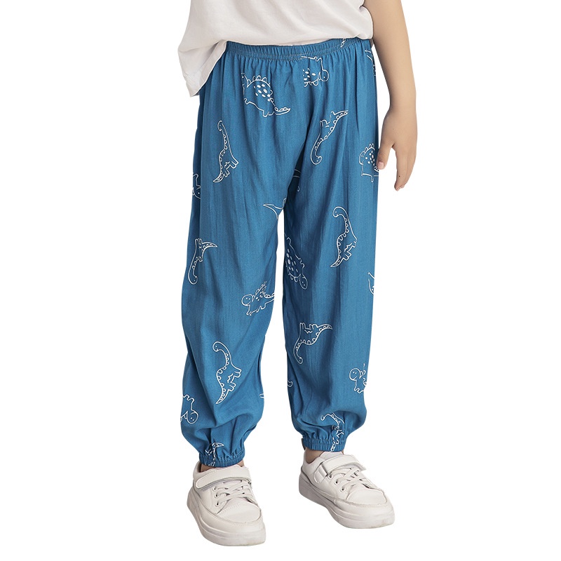 [ZY] Quần Ngủ Cotton Dài Tới Mắt Cá Chân Thoáng Khí Chống Muỗi In Họa Tiết Hoạt Hình 90-160cm Cho Bé