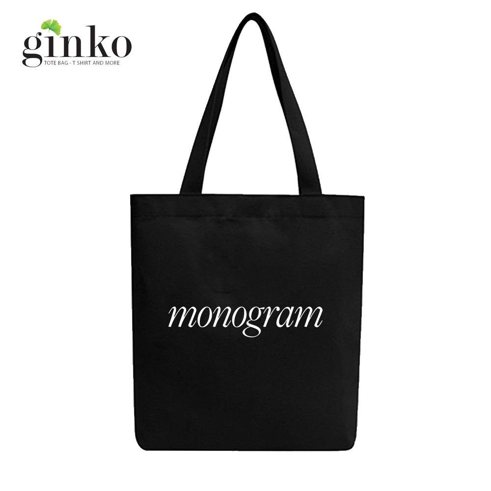 Túi Vải Tote Ginko Dây Kéo Phong Cách ulzzang Hàn Quốc In Hình Monogram B09