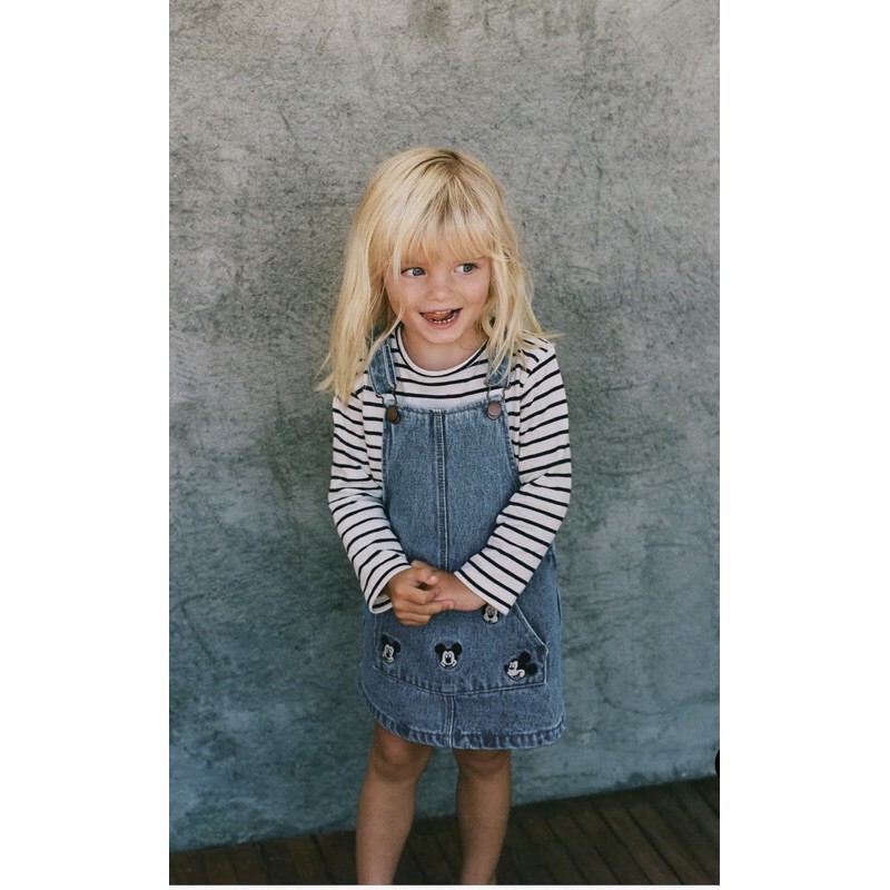Yếm Váy Denim Bé Gái Mickey ZR