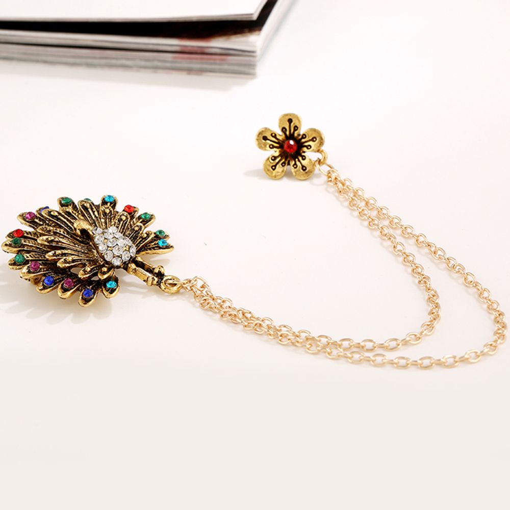 Ghim Cài Áo Hình Bông Hoa Phối Dây Xích Thời Trang Cho Nữ