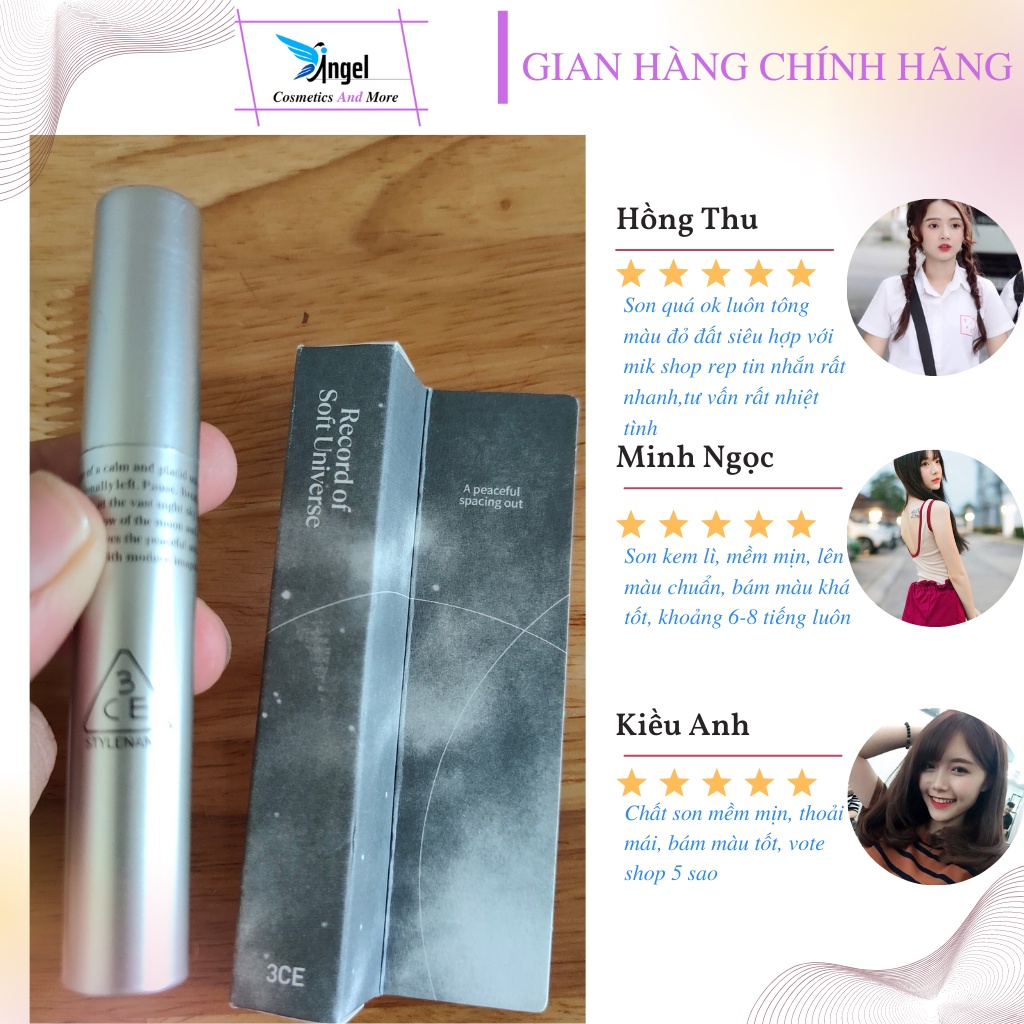 Son thỏi lì 3CE Record of Soft Universe Soft Matte Lipstick 3.5g full box chính hãng