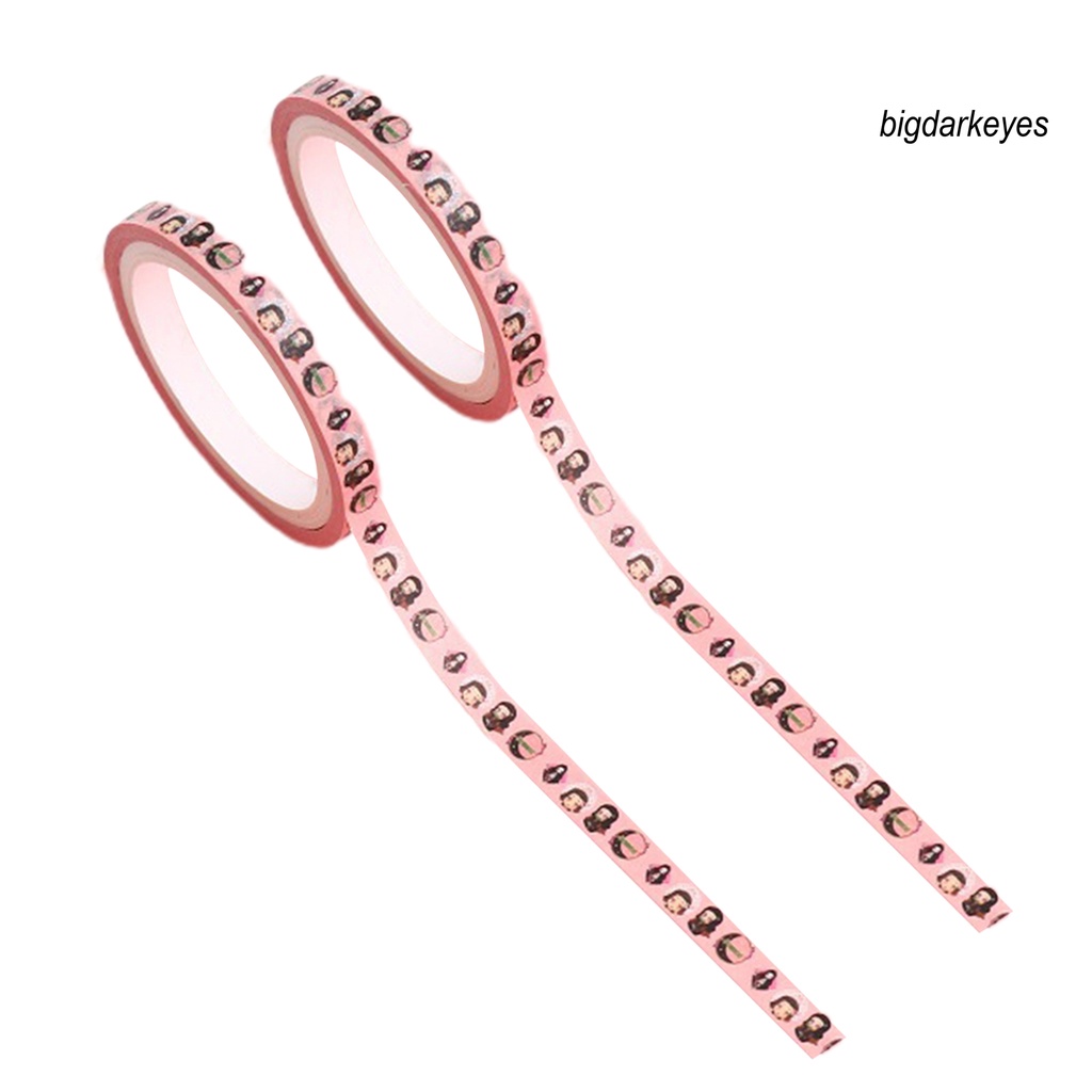 Set 2 Cuộn Băng Keo Giấy Washi In Họa Tiết Hoạt Hình Demon Slayer Trang Trí Sổ Tay/Sổ Tay