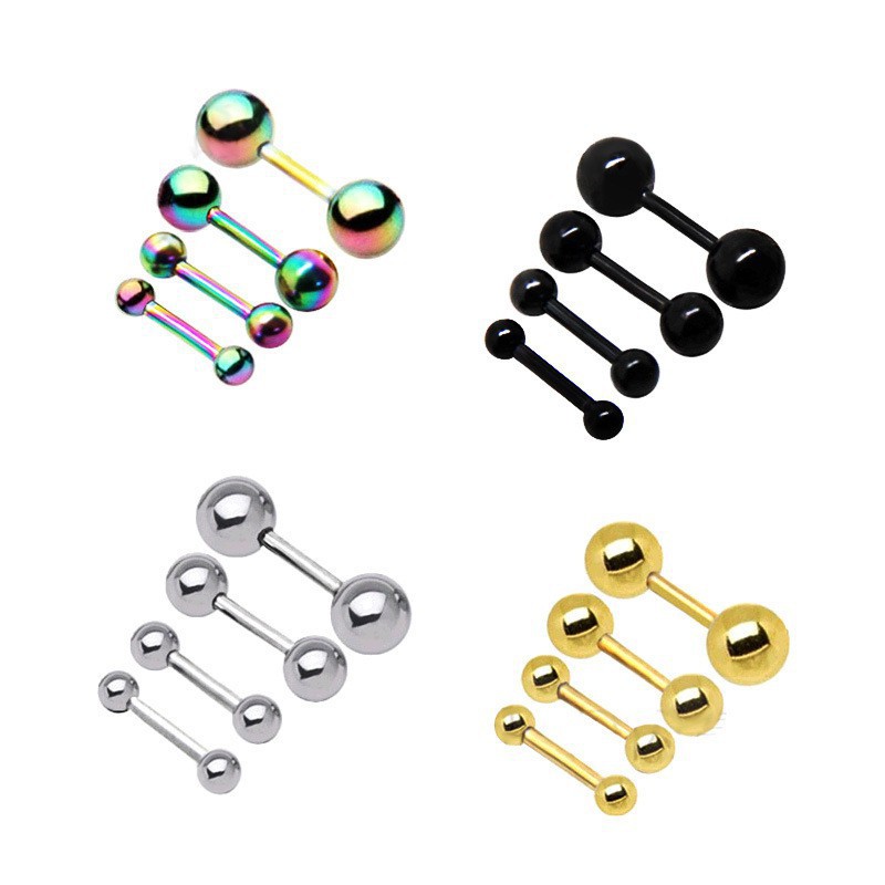 Set 4 khuyên tai inox thiết kế hình quả tạ cá tính
