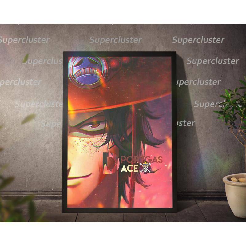 Tranh Vải Bạt Treo Tường Trang Trí In Hình Anime One Piece Ace